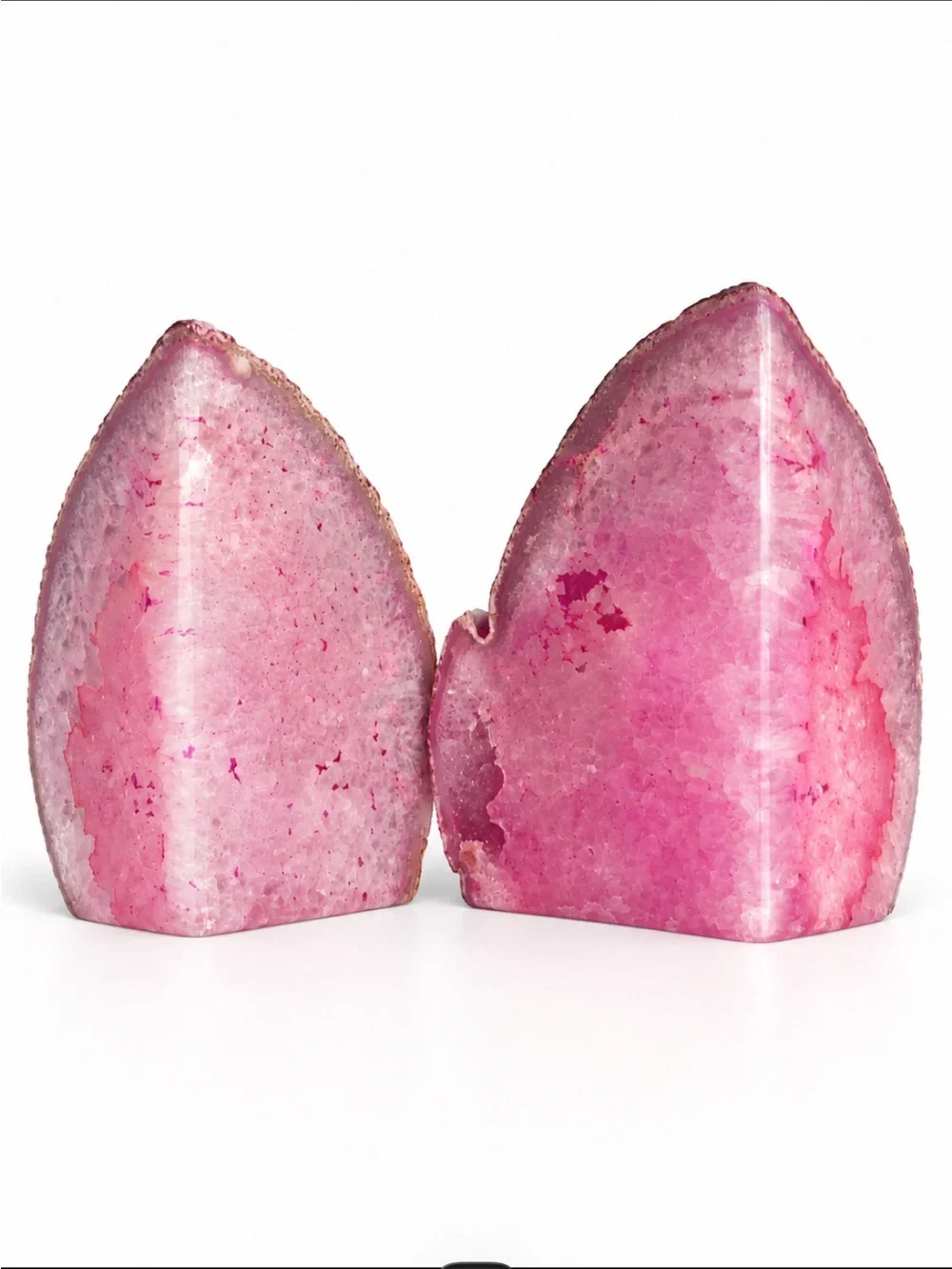 Vintage West Elm Pink Brazilian Agate Bookends
